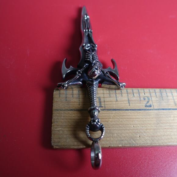 DP-1148 AAB Style — Stainless Steel Large Spade with Skull Crucifix Pendant - Picture 4 of 4